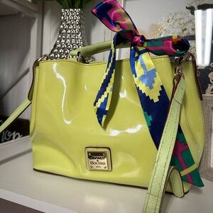Dooney & Bourke Lime Green Crossbody Bag with Multicolor Ribbon